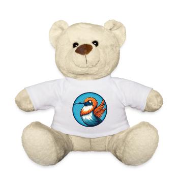 colibri mignon kawaii dessin animé animal de compagnie logo - Nounours - blanc - Devant