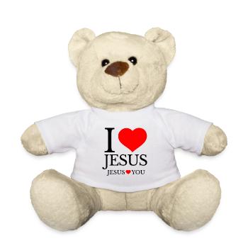 I Love Jesus and Jesus Loves You - Teddy Bear - white - Front