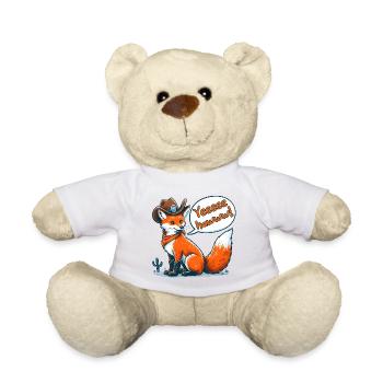 Cowboy Fox Says Yeehaw! Funny Western Cartoon - Teddy Bear - white - Front