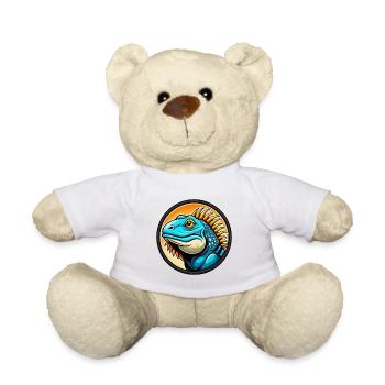 Iguana Colorful Kawaii Cartoon Character Clipart - Teddy Bear - white - Front