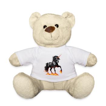 La puissante licorne noire - Nounours - blanc - Devant