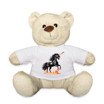 La puissante licorne noire - Nounours - blanc - Devant