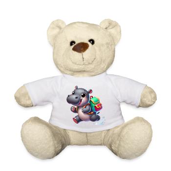 Start of school with hippopotamus:Hippopotamus for school beginners - Teddy Bear - white - Front