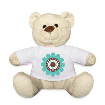 Cute Blue Daisy Flower - Teddy Bear - white - Front