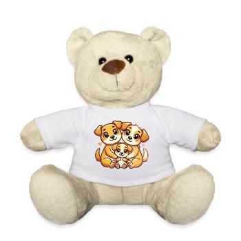 Chien aimant famille mère et père avec un enfant - Nounours - blanc - Devant