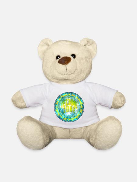 Cyber Techno Design mit Leuchtfarben - Teddy - Weiß