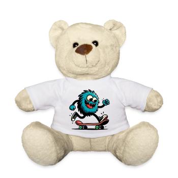 Martian Extraterrestrial Alien on Skateboard - Teddy Bear - white - Front
