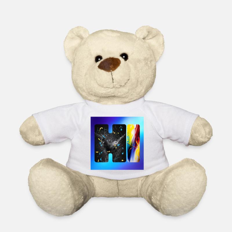 Schwarze Splatter-Abstraktion - Teddy - Weiß