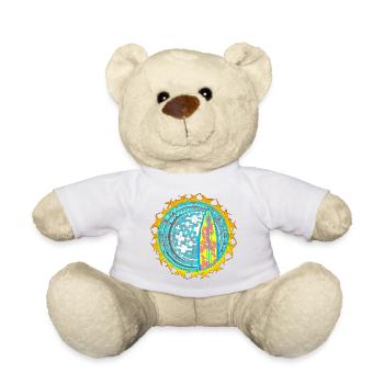 Surfboard and moon motifs on water - Teddy Bear - white - Front