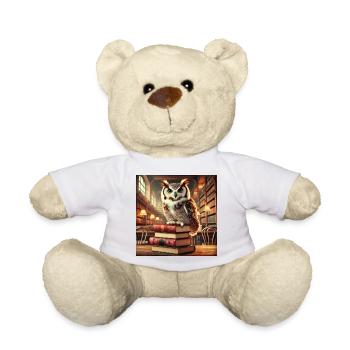 Geheimnisvolle Eule auf Bücherstapel - Teddy - Weiß - Vorne