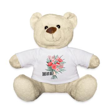 Just say thank you - a dear flower greeting - Teddy Bear - white - Front