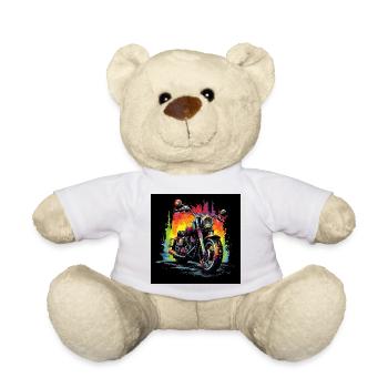 Rainbow Motorcycle Splash - Teddy Bear - white - Front