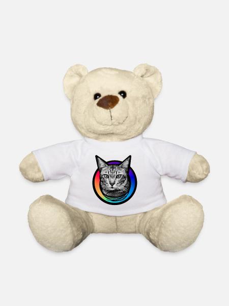 Rainbow Cat - Teddy Bear - white