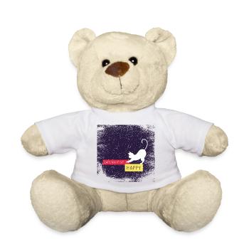 Les chats me rendent heureux avec une bordure sale - Nounours - blanc - Devant