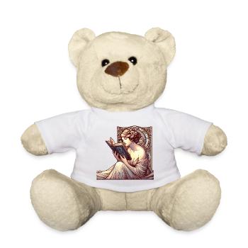 Frau Lesen Schmökern Buch Bücher Geschenk - Teddy - Weiß - Vorne