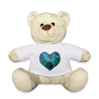 Cadeaux avec cœur - peints à la main par Martina Eßer - Nounours - blanc - Devant