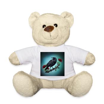 Elegant crow sitting majestically - Teddy Bear - white - Front