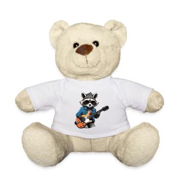 Stylischer Waschbär mit E-Gitarre - Teddy - Weiß - Vorne