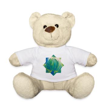 Motif d’étoile - peint à la main par Martina Eßer - Nounours - blanc - Devant