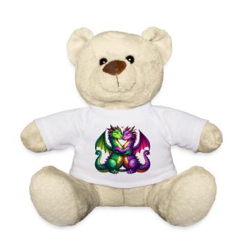 Bunte Drachen fürs Fantasie-Shirt - Teddy - Weiß - Vorne