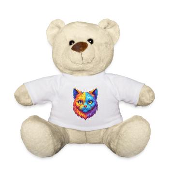 Scottish Straight Cat Breed Cartoon Kawaii Animal - Teddy Bear - white - Front