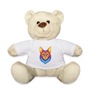 Chat somalien, dessin animé, animal de compagnie kawaii - Nounours - blanc - Devant