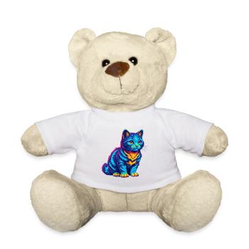 Chat égéen, dessin animé, animal de compagnie kawaii - Nounours - blanc - Devant