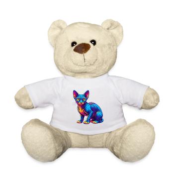 Devon Rex Cat Breed Cartoon Kawaii Animal Pet - Teddy Bear - white - Front
