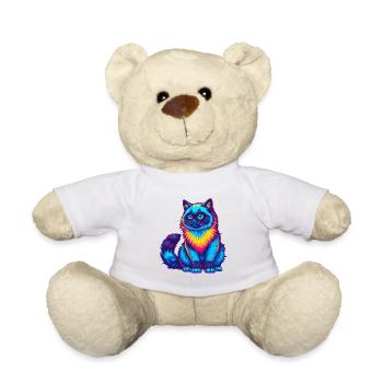 Birma-Katze, Rasse, Cartoon, Kawaii, Tier, Haustier - Teddy - Weiß - Vorne