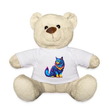 Maine Coon Katzenrasse Karikatur Kawaii Tier Haustier - Teddy - Weiß - Vorne
