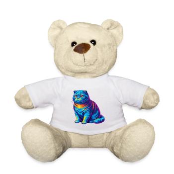 Schottische Falten Kurzhaar Katzenrasse Karikatur Kawaii A - Teddy - Weiß - Vorne