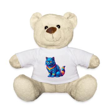 Scottish Straight Cat Breed Cartoon Kawaii Animal - Teddy Bear - white - Front
