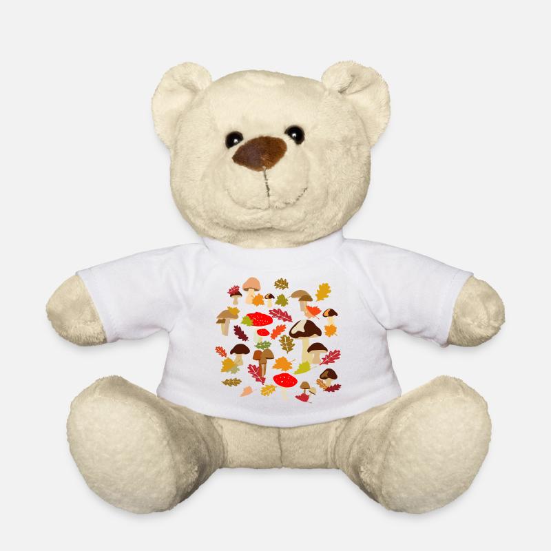 Herbstwald Pilz Muster - Teddy - Weiß