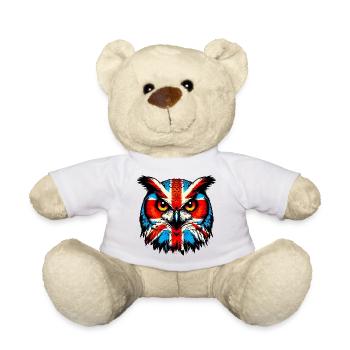 Hibou Union Jack Britannique Anglais Londres - Nounours - blanc - Devant