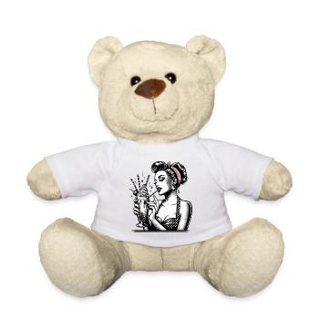 Rockabilly Milchshake Pin Up Girl Geschenk - Teddy - Weiß - Vorne