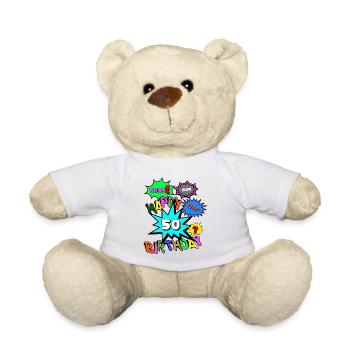 50th Birthday,50 Years,Happy Birthday Comic (25) - Teddy Bear - white - Front