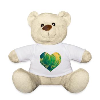 Cœur peint à la main par Martina Eßer - Nounours - blanc - Devant