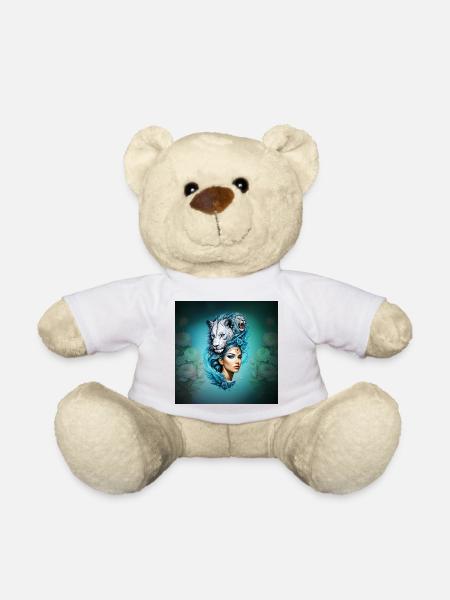 Fesselnde Frau mit majestätischem Löwenkopf - Teddy - Weiß