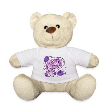 purple heart brain epilepsy awareness - Teddy Bear - white - Front