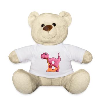B - DINOSAURIER, Personalisierbar - Teddy - Weiß - Vorne