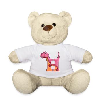 H - DINOSAURIER, Personalisierbar - Teddy - Weiß - Vorne