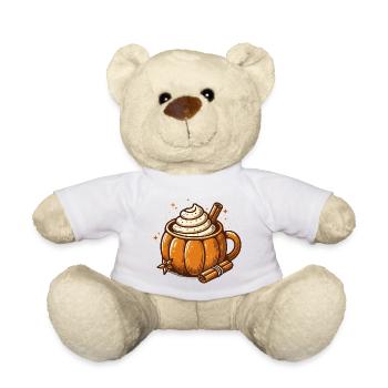 süßes Kürbis-Tassen Motiv mit Pumpkin Spice Latte - Teddy - Weiß - Vorne