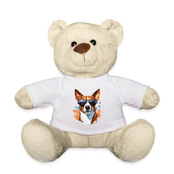 Basenji mit Sonnenbrille - Teddy - Weiß - Vorne