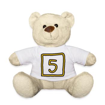5. ANNIVERSAIRE. 5 ANS. 5e ANNIVERSAIRE - Nounours - blanc - Devant