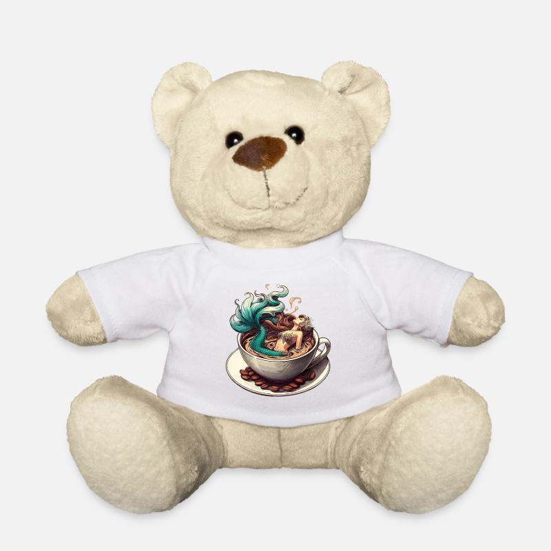 Meerjungfrau Nixe badet in Kaffee Geschenk - Teddy - Weiß
