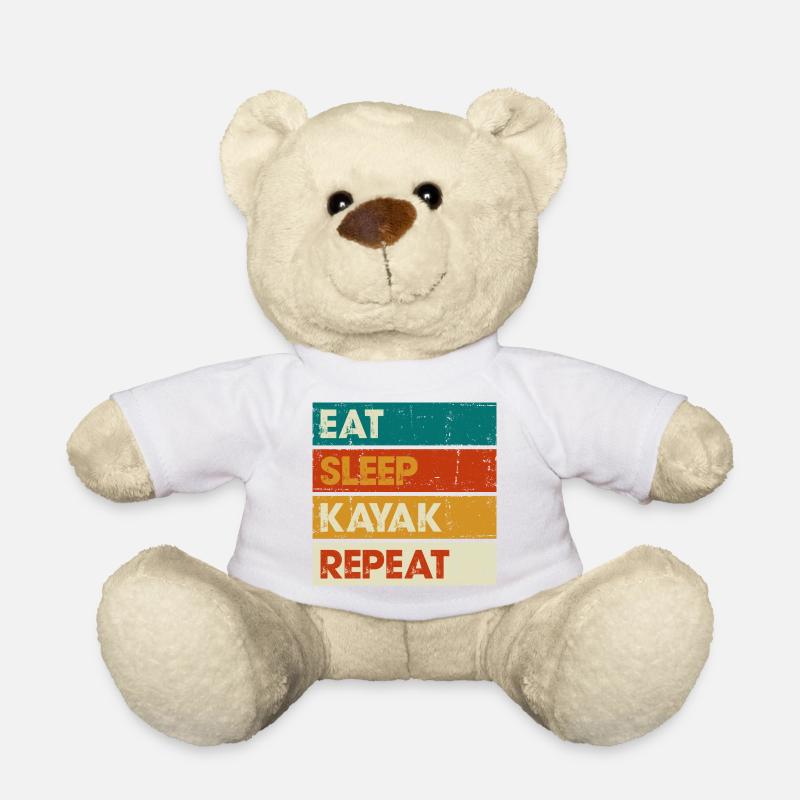 Eat Sleep Kayak Repeat - Teddy Bear - white