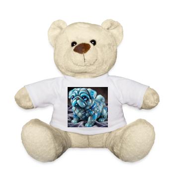 Blue Crystal Pug Decorative Figure - Teddy Bear - white - Front