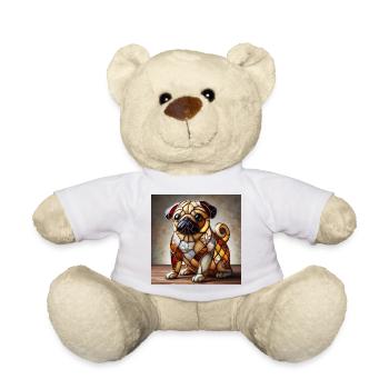 Stained Glass Bulldog Decorative Figure - Teddy Bear - white - Front