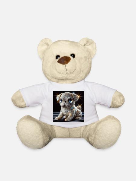 Funkelnder Hund im Diamant-Look - Teddy - Weiß
