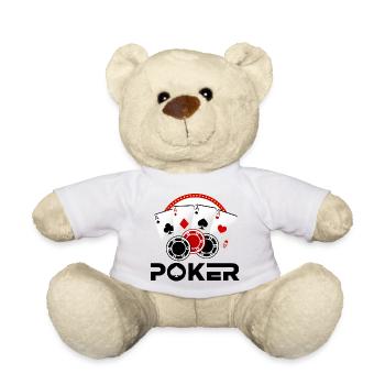 poker, play poker, poker player - Teddy Bear - white - Front